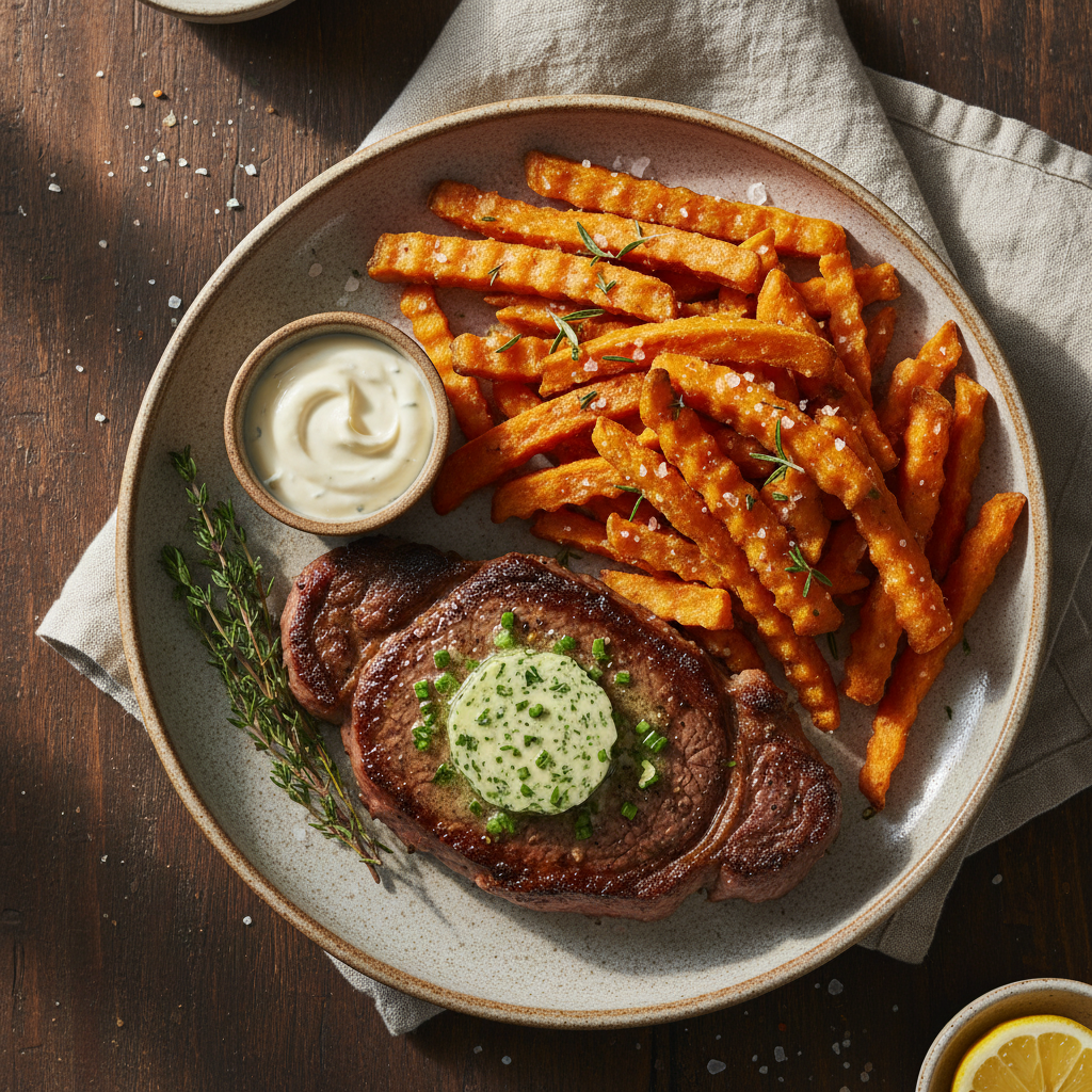 Steak Frites with Herb Butter