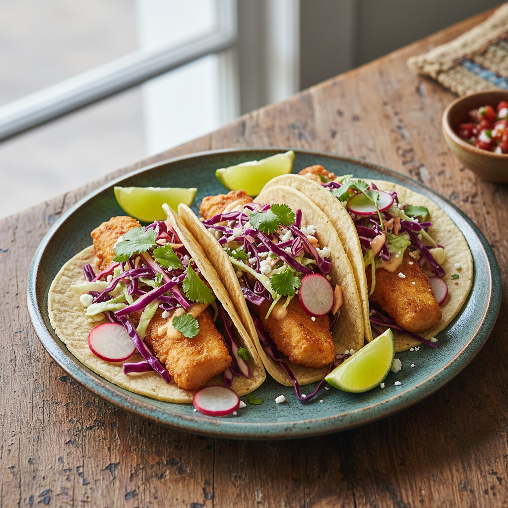 Fish Tacos with Cabbage Slaw