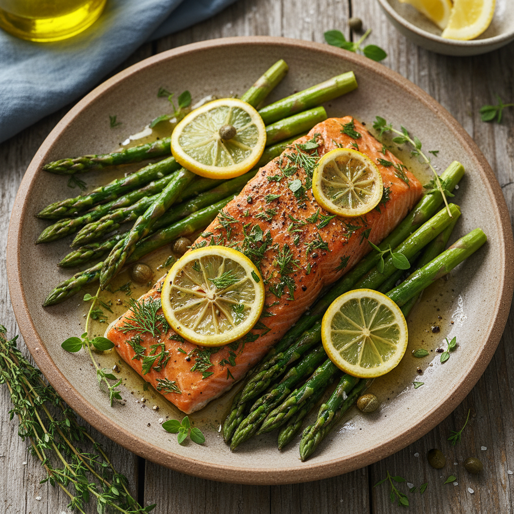 Lemon Herb Baked Salmon with Asparagus