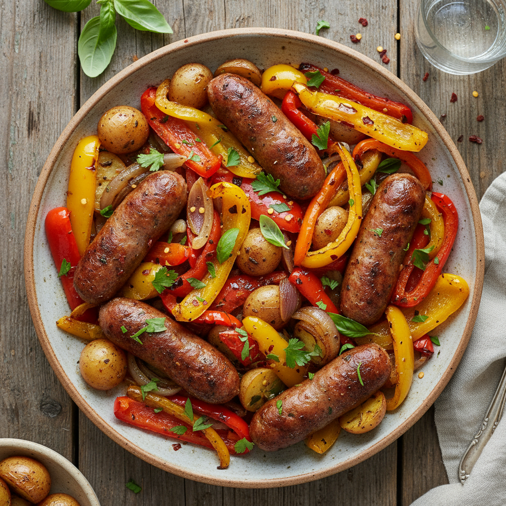 Sheet Pan Sausage and Peppers