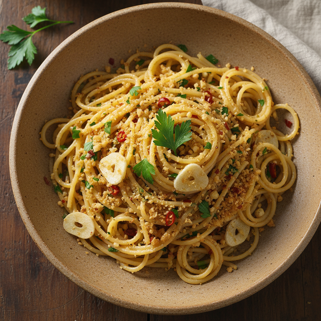 Aglio e Olio with Toasted Breadcrumbs