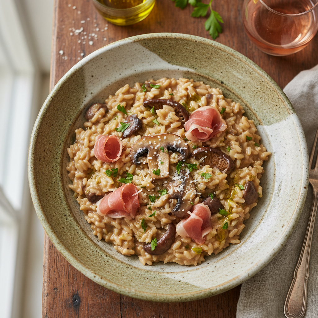 Mushroom and Prosciutto Risotto